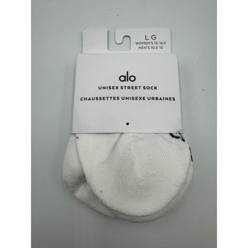 New Alo Yoga Everyday Logo-Print Socks W 12-16.5/M 10.5-15‎ Large White Winter